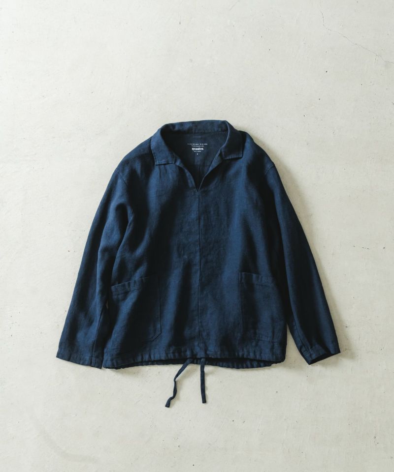フレンチリネンブラッシュツイルスキッパープルシャツ